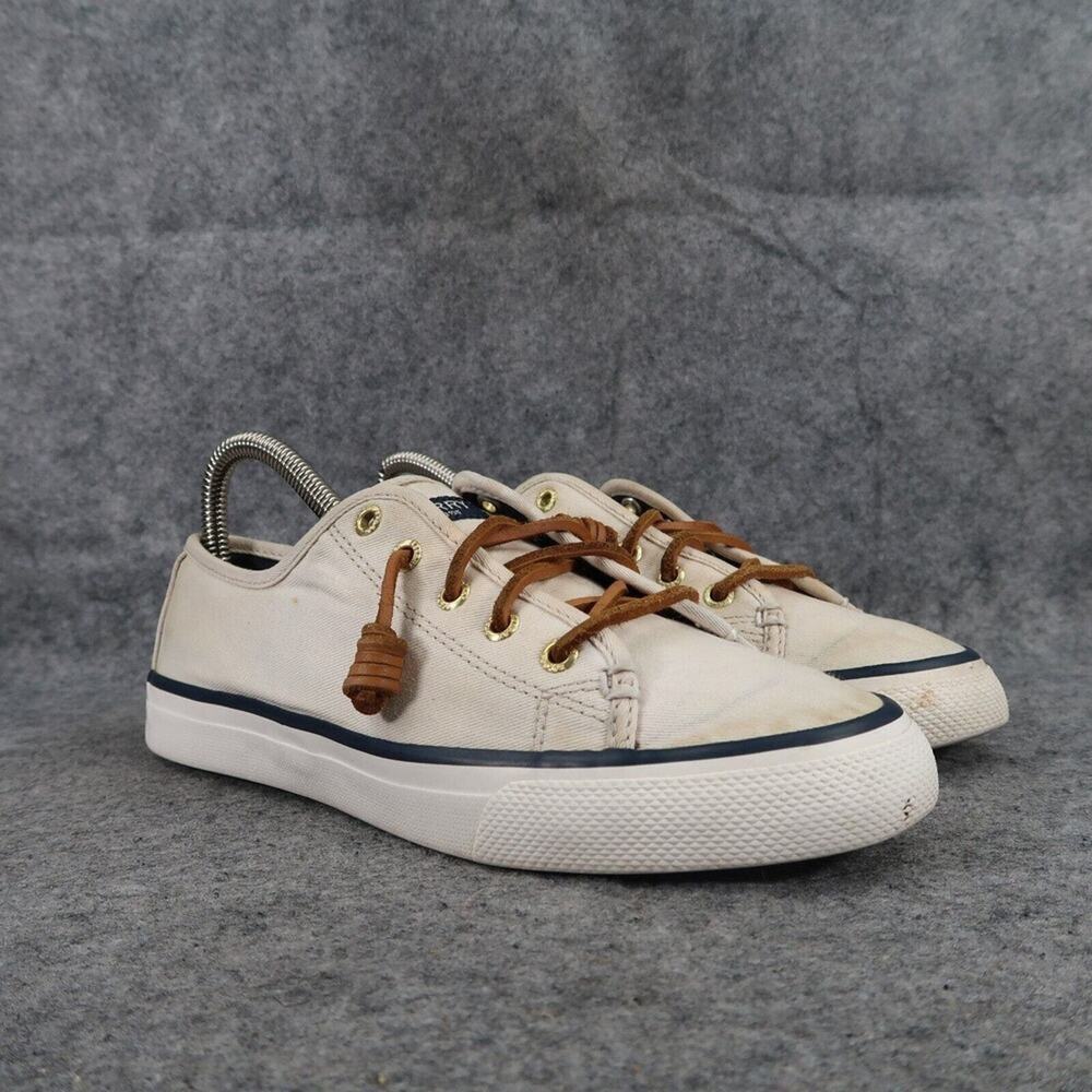 Sperry Shoes Womens 7.5 Sneakers Casual Lifestyle Slip On Top Sider Canvas Beige